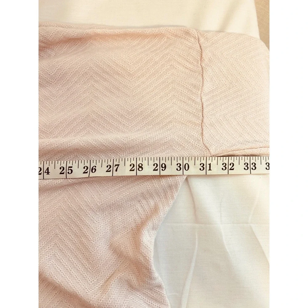 Planet Lauren G Sweater Light Pink Chevron Knit Contrast Trim Women One Size